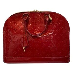 Louis Vuitton Alma Vernis Handbag Red
